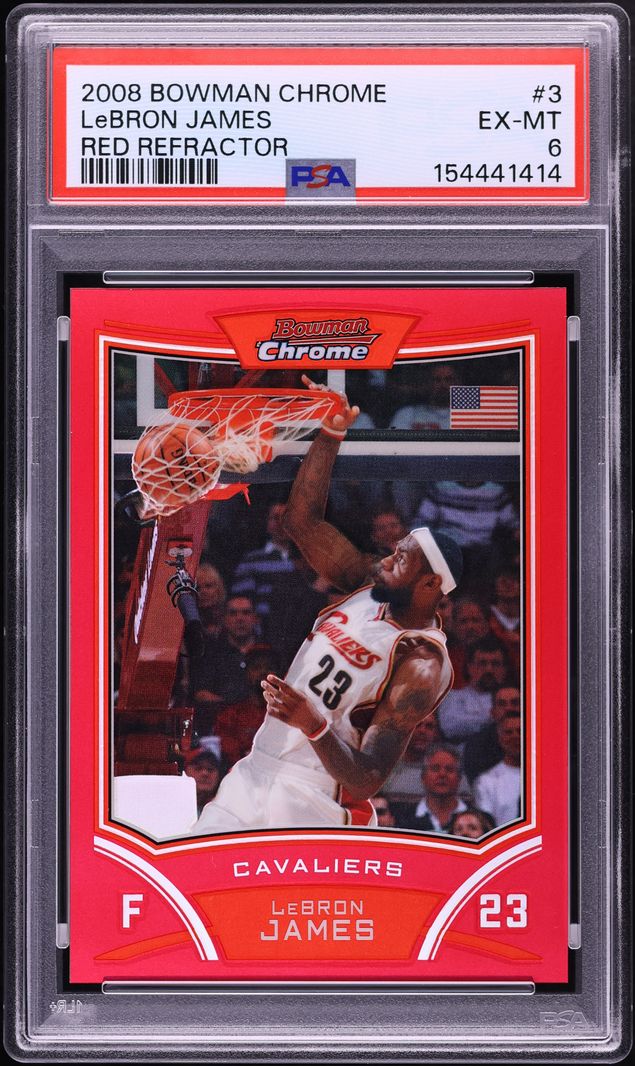 2008 Bowman Chrome Red Refractor LeBron James /5 #3 PSA 6 EXMT