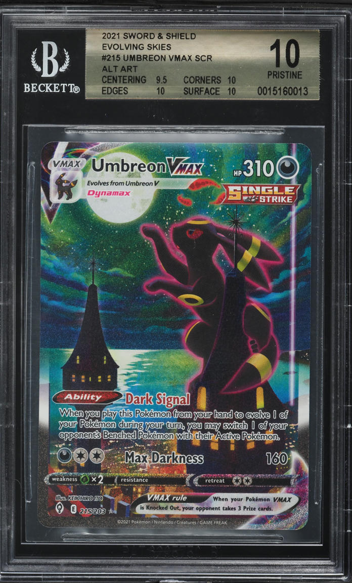 2021 Pokemon SWSH Evolving Skies Alt Art Umbreon VMAX #215 BGS 10 PRISTINE