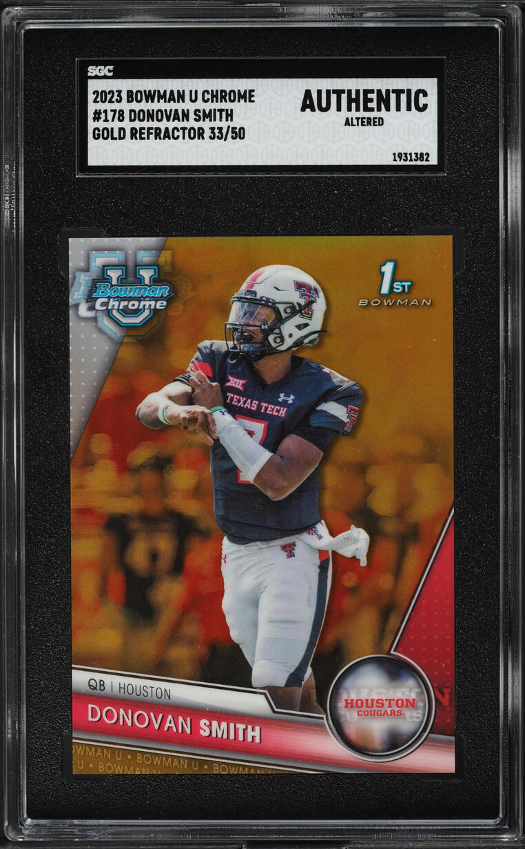 2023 Bowman Chrome University Gold Refractor Donovan Smith RC /50 #178 SGC AUTH