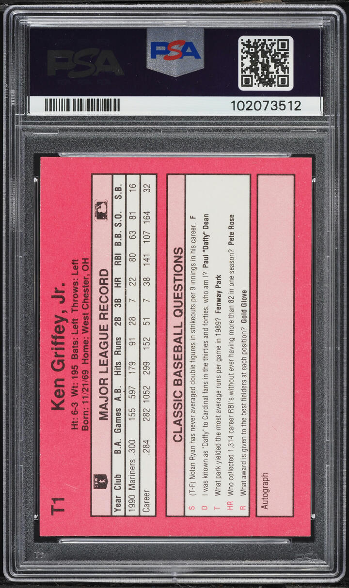 1991 Classic Series II Ken Griffey Jr. #T1 PSA 9 MINT