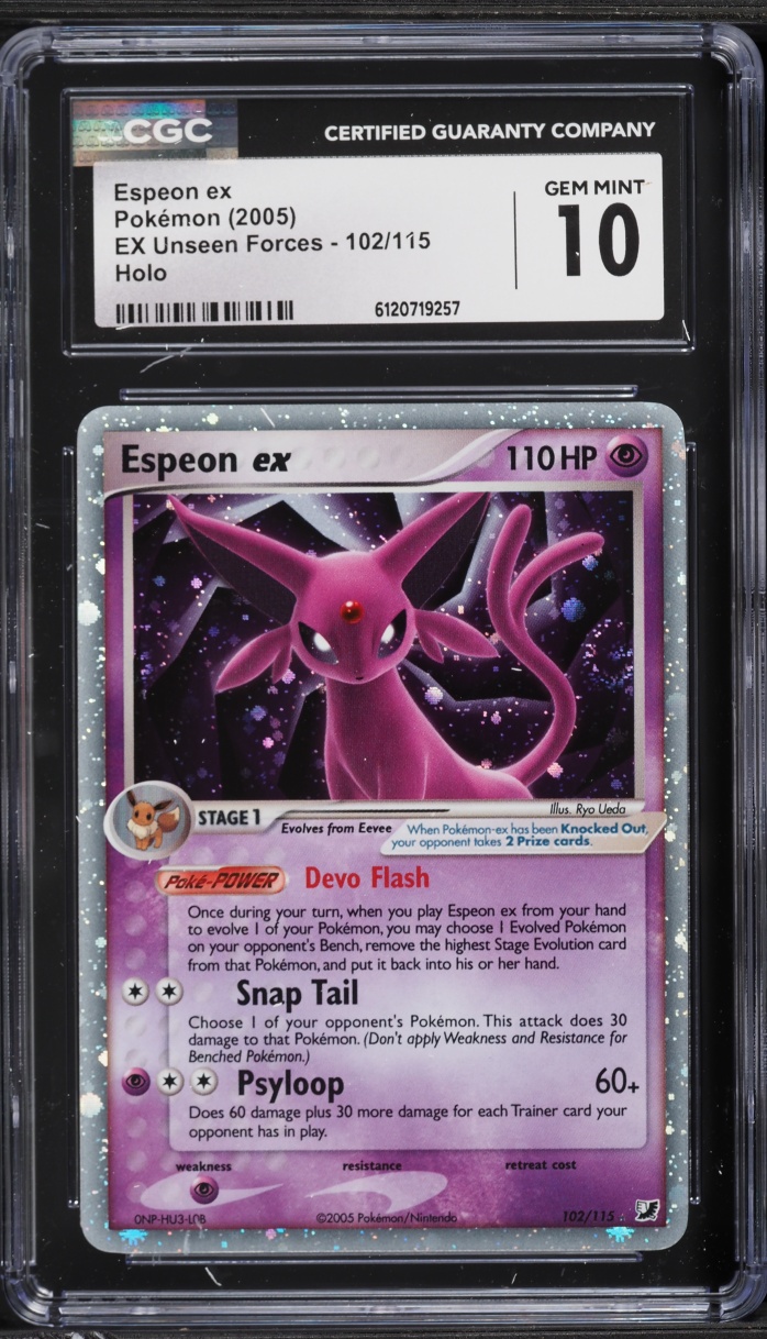 2005 Pokemon EX Unseen Forces Holo Espeon ex #102 CGC 10 GEM MINT