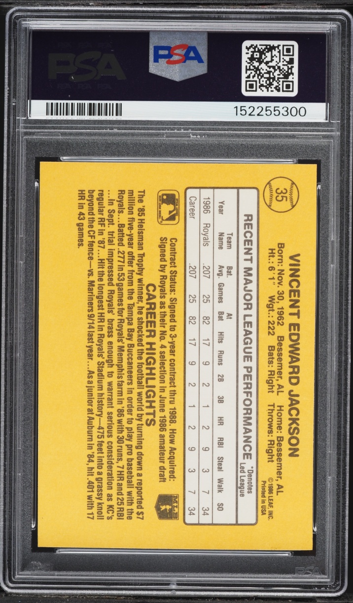 1987 Donruss Bo Jackson ROOKIE #35 PSA 7 NRMT