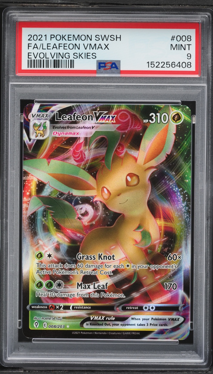 2021 Pokemon Sword & Shield Evolving Skies Alt Art Leafeon VMAX #8 PSA 9 MINT