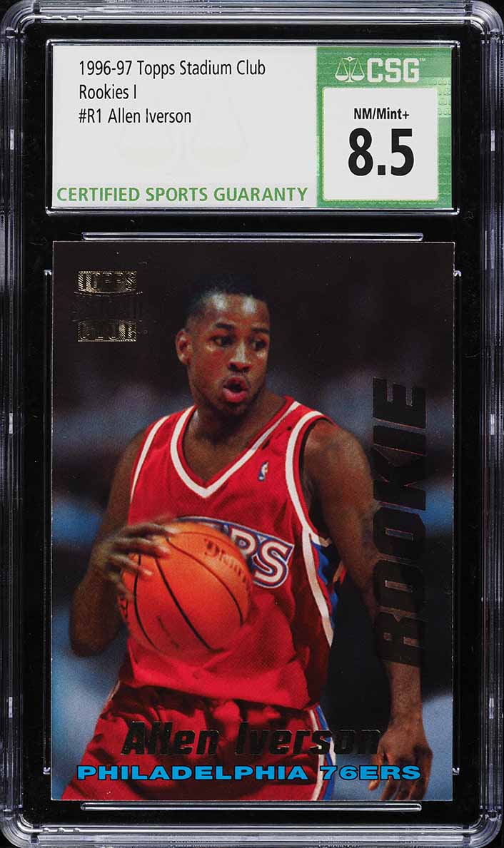 1996 Stadium Club Basketball Allen Iverson ROOKIE #R1 CSG 8.5 NM-MT+
