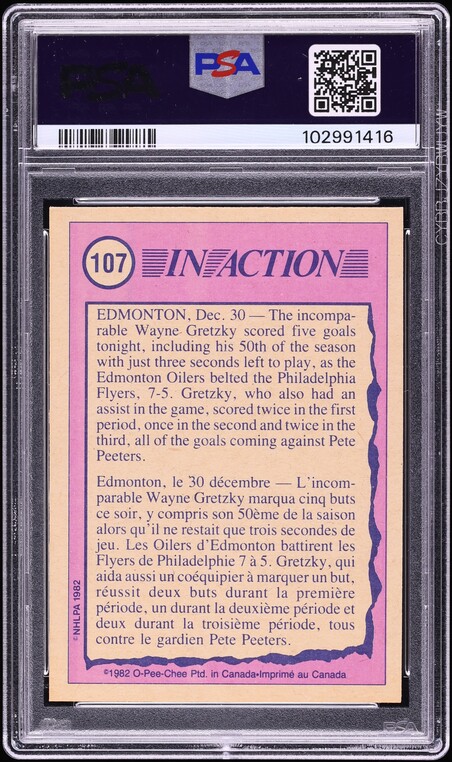1982 O-Pee-Chee Hockey Wayne Gretzky IN ACTION #107 PSA 10 GEM MINT