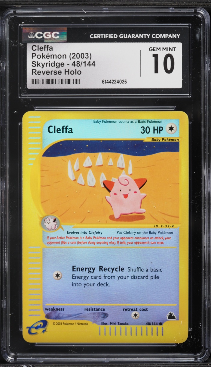 2003 Pokemon Skyridge Reverse Holo Cleffa #48 CGC 10 GEM MINT