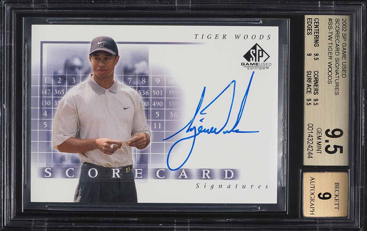 2002 SP Game Used Scorecard Tiger Woods AUTO #SS-TW BGS 9.5 GEM MINT