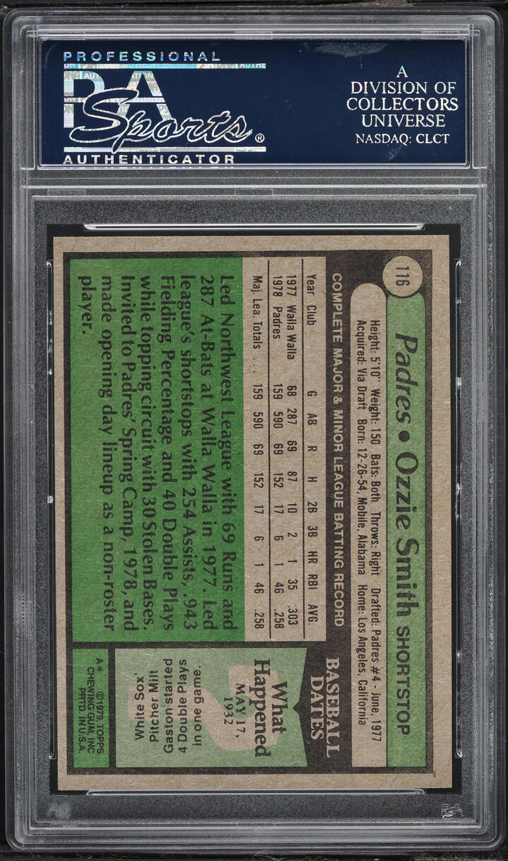 1979 Topps Ozzie Smith ROOKIE #116 PSA 9 MINT