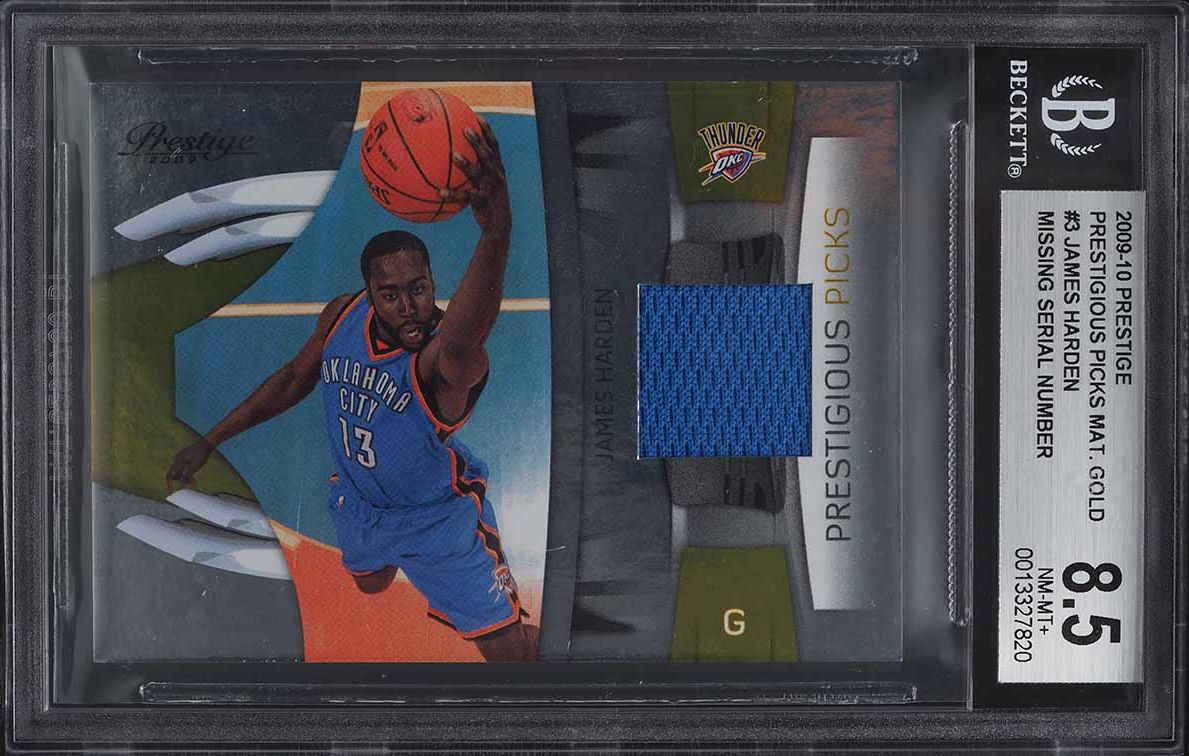 2009 Prestige Prestigious Picks Gold James Harden ROOKIE RC PATCH #3 BGS 8.5 - Main Image