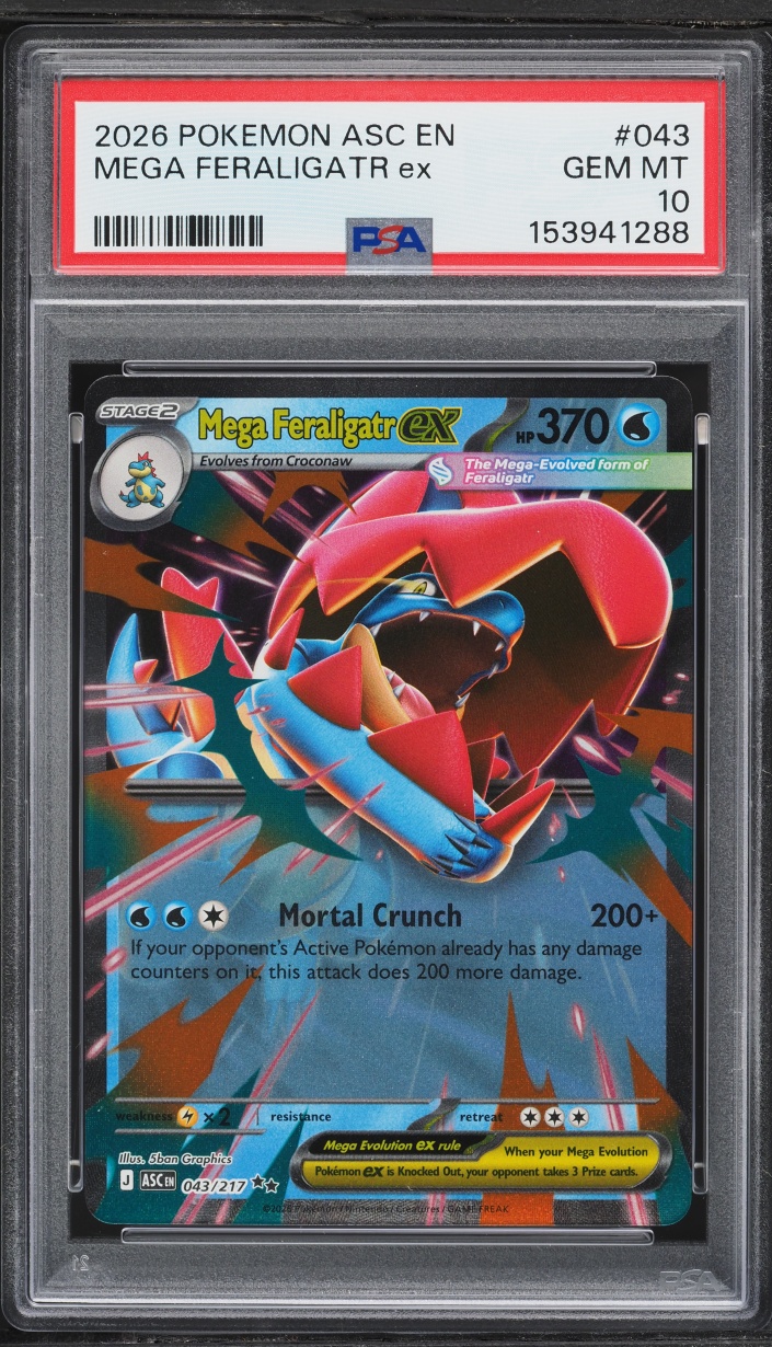 2026 Pokemon Mega Evolution Ascended Heroes Holo Mega Feraligatr Ex #43 PSA 10 GEM MINT