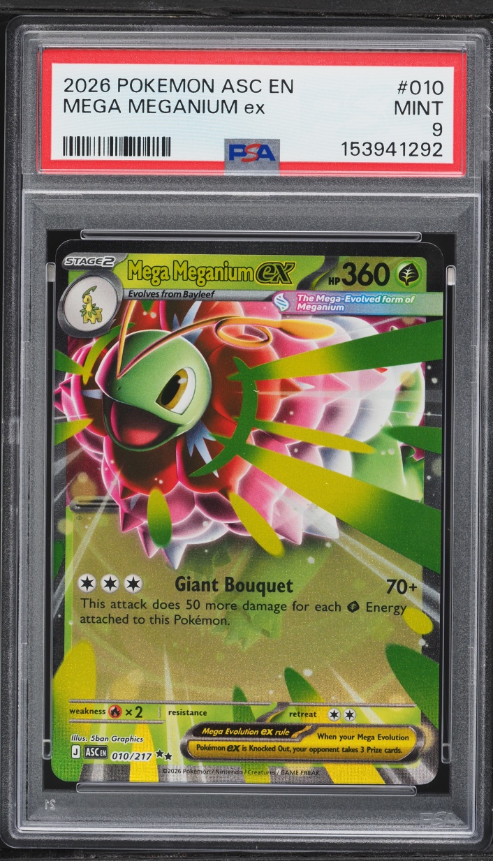 2026 Pokemon Mega Evolution Ascended Heroes Holo Mega Meganium Ex #010 PSA 9 MINT