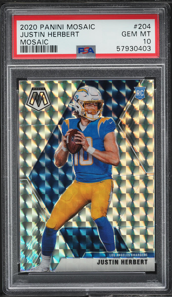 2020 Panini Mosaic Prizm Justin Herbert ROOKIE #204 PSA 10 GEM MINT
