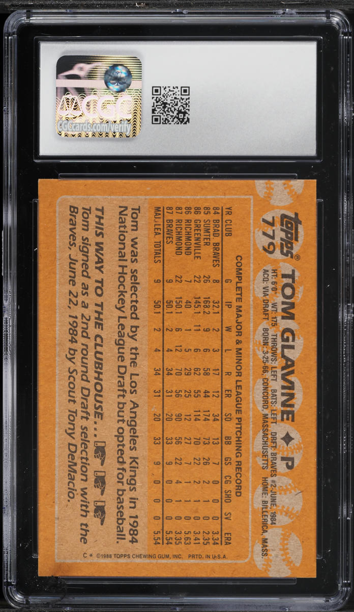 1988 Topps Tom Glavine ROOKIE #779 CGC 7.5 NRMT+