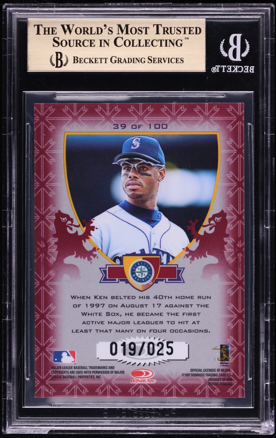 1998 Donruss Crusade Red Ken Griffey Jr. /25 #39 BGS 9.5 GEM MINT