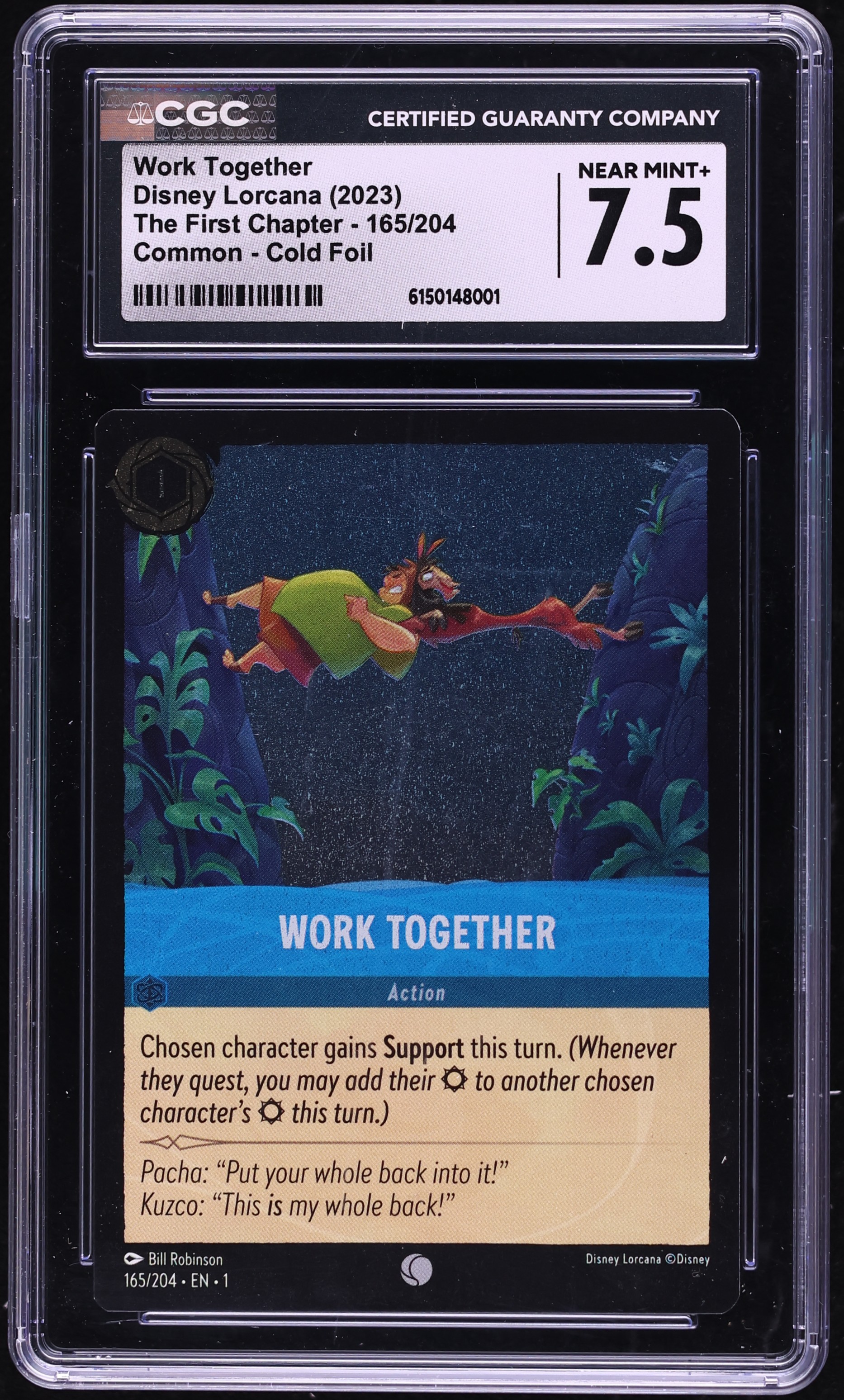 2023 Disney Lorcana The First Chapter Cold Foil Work Together #165 CGC 7.5 NRMT+