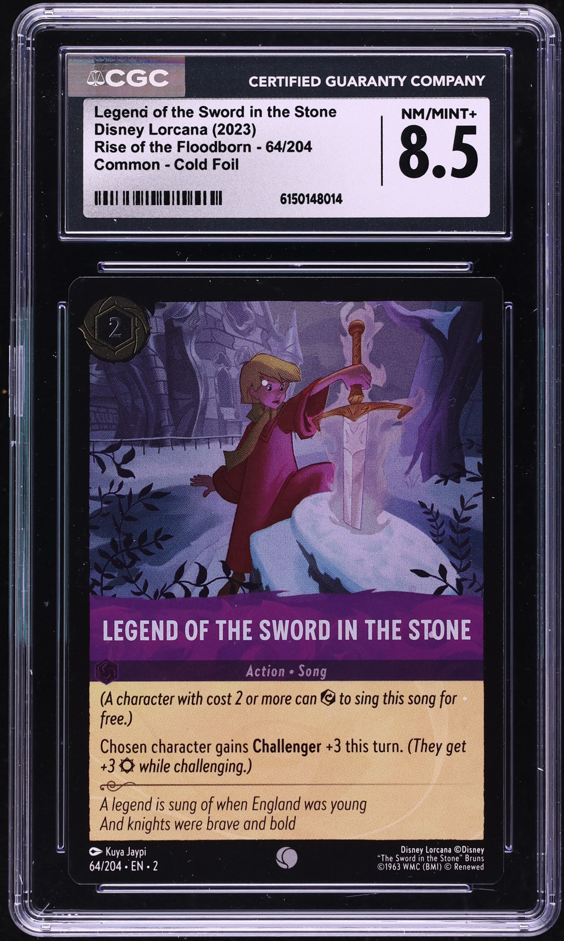 2023 Disney Lorcana Rise Of The Floodborn Cold Foil Legend Of Sword In The Stone #64 CGC 8.5
