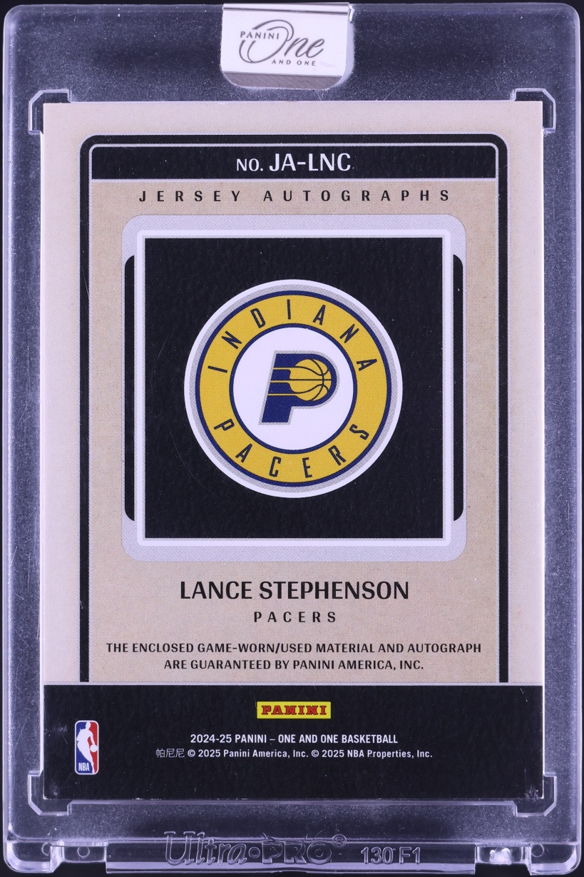 2024 Panini Noir Lance Stephenson LOGOMAN PATCH AUTO 1/1 #JA-LNC