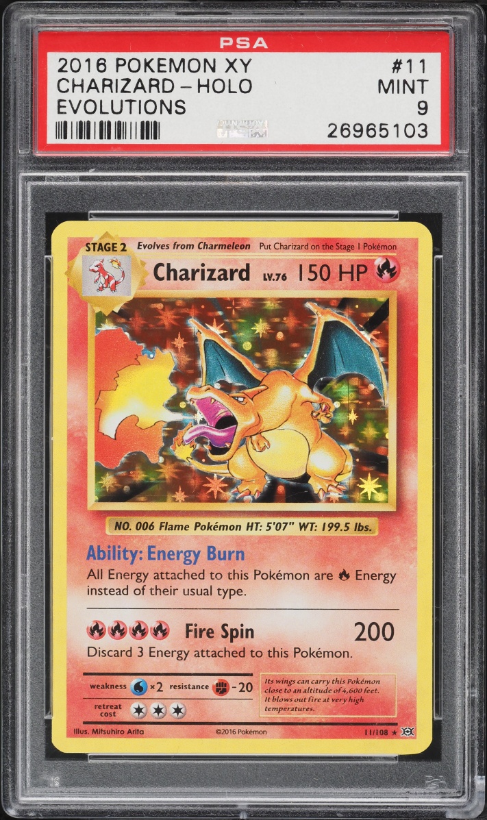2016 Pokemon XY Evolutions Holo Charizard #11 PSA 9 MINT