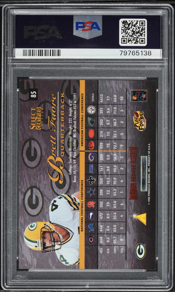 1996 Select Certified Premium Stock Mirror Red Brett Favre /20 #85 PSA 8 NM-MT