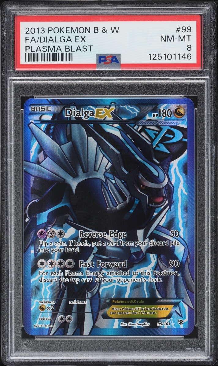 2013 Pokemon Black & White Plasma Blast Full Art Dialga EX #99 PSA 8 NM-MT