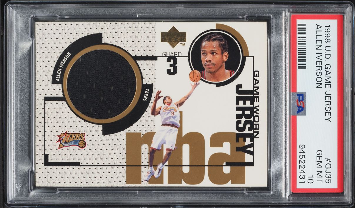1998 Upper Deck Game Jersey Allen Iverson PATCH #GJ35 PSA 10 GEM MINT