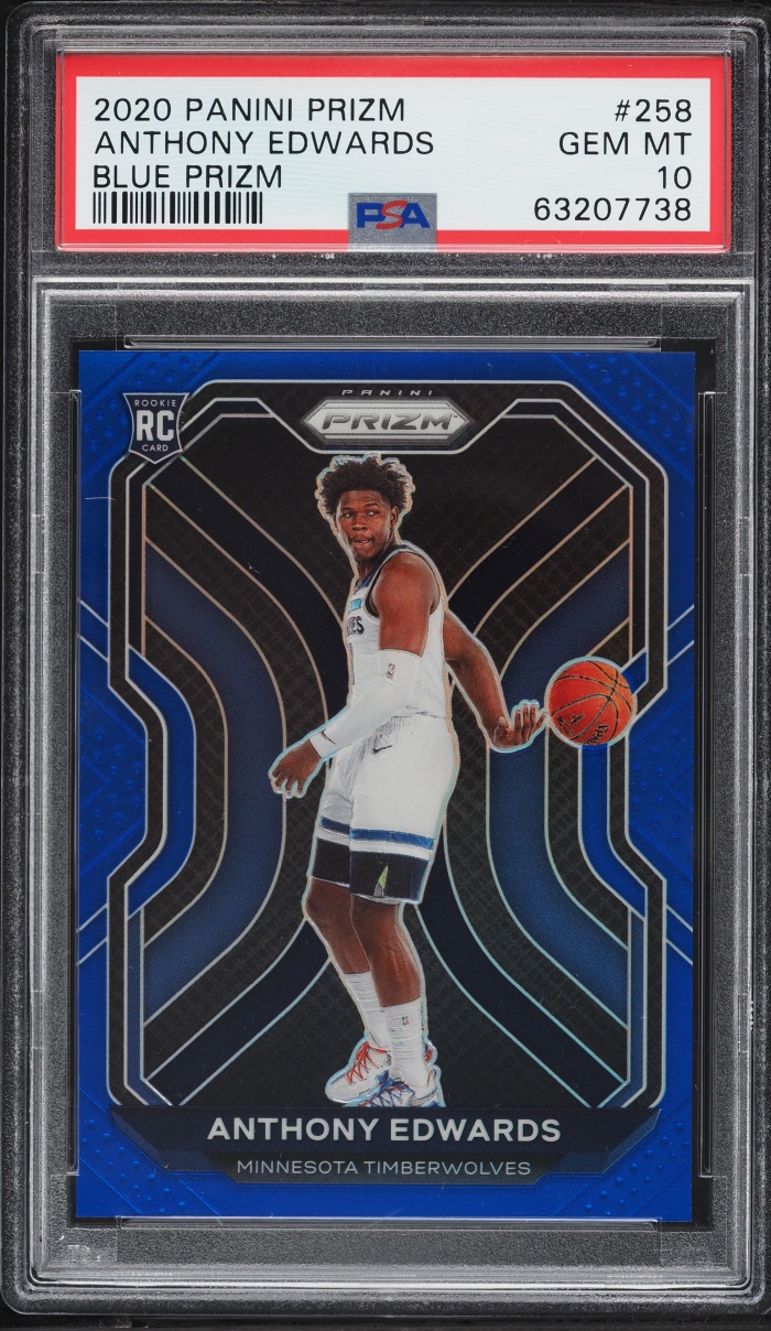 2020 Panini Prizm Blue Anthony Edwards ROOKIE /199 #258 PSA 10 GEM MINT