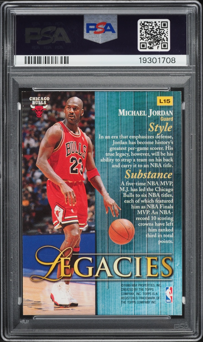 1998 Topps Legacies Michael Jordan #L15 PSA 10 GEM MINT