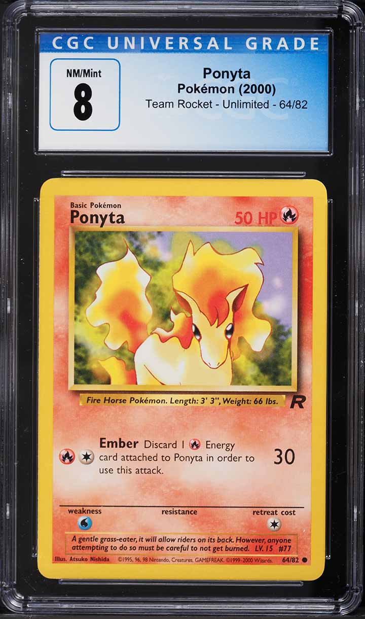 2000 Pokemon Team Rocket Ponyta #64 CGC 8 NM-MT