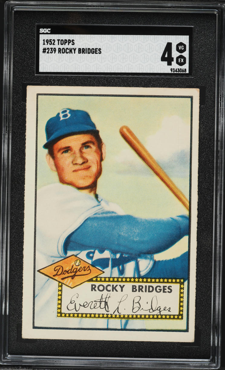 1952 Topps Rocky Bridges ROOKIE #239 SGC 4 VGEX