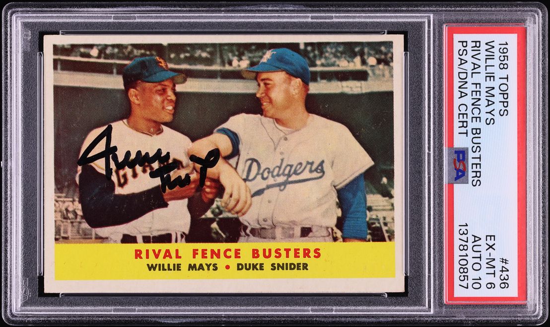 1958 Topps Willie Mays AUTO DNA 10 #436 PSA 6 EXMT