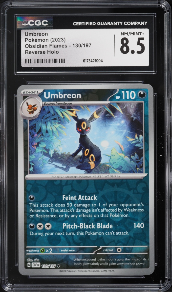2023 Pokemon Scarlet & Violet Obsidian Flames Reverse Holo Umbreon #130 CGC 8.5 NM-MT+