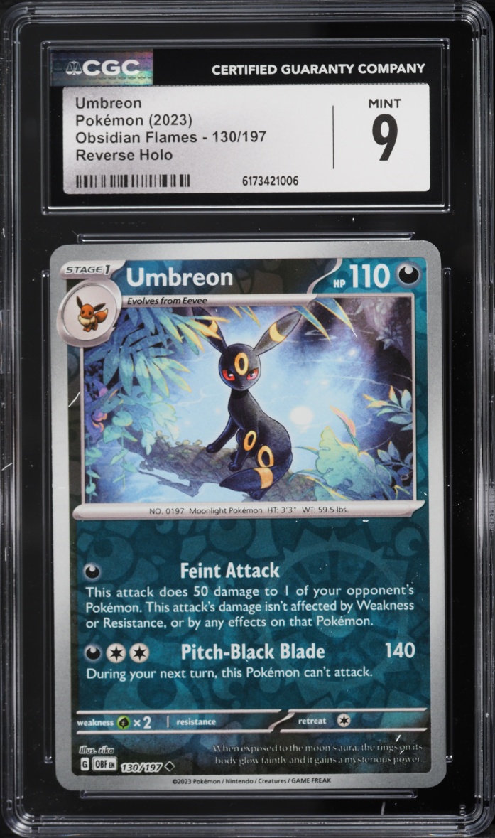 2023 Pokemon Scarlet & Violet Obsidian Flames Reverse Holo Umbreon #130 CGC 9 MINT