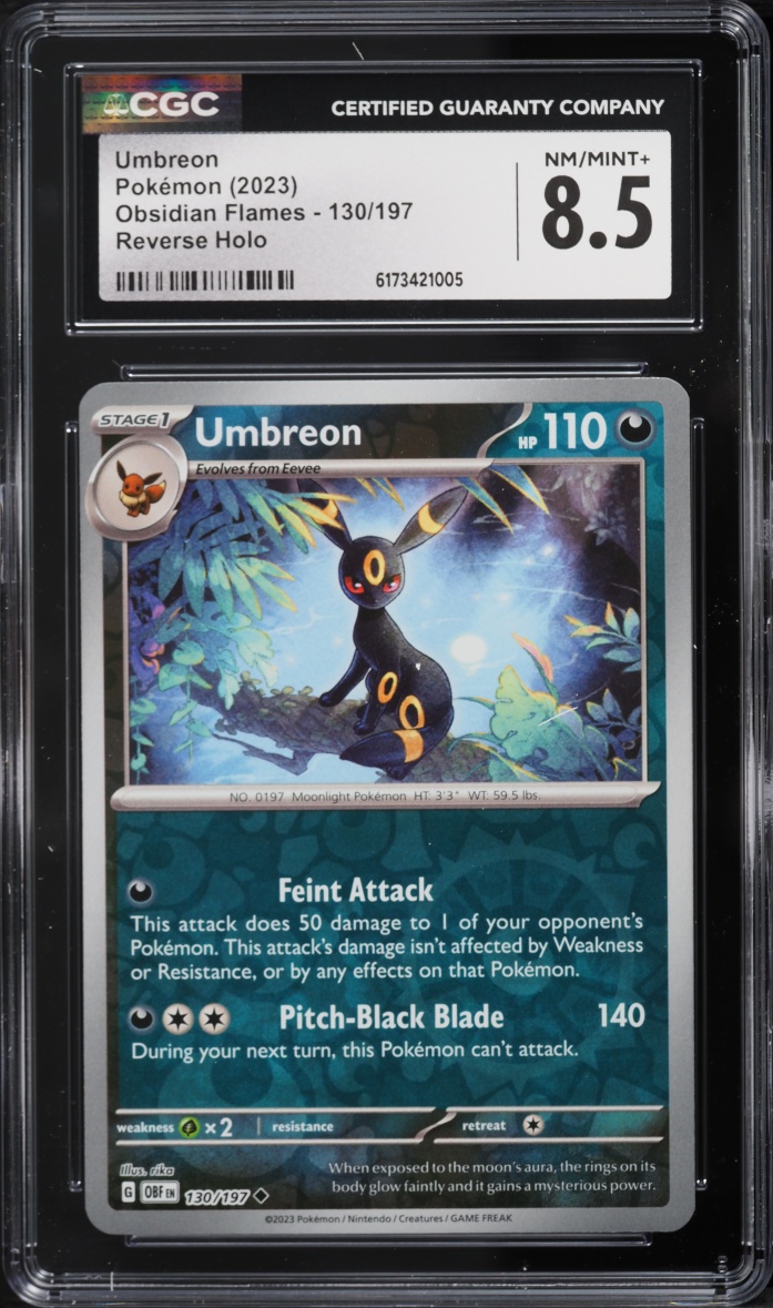 2023 Pokemon Scarlet & Violet Obsidian Flames Reverse Holo Umbreon #130 CGC 8.5 NM-MT+