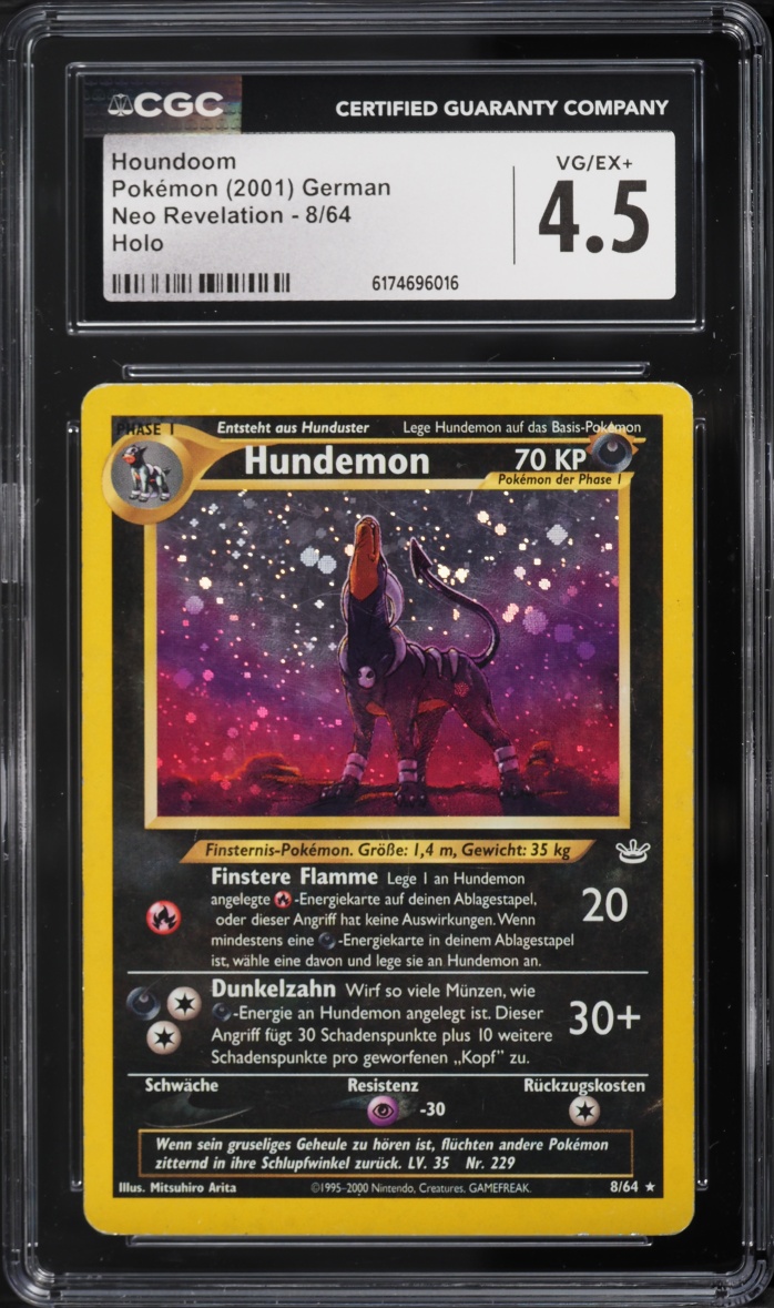 2001 Pokemon German Neo Revelation Holo Houndoom #8 CGC 4.5 VGEX+