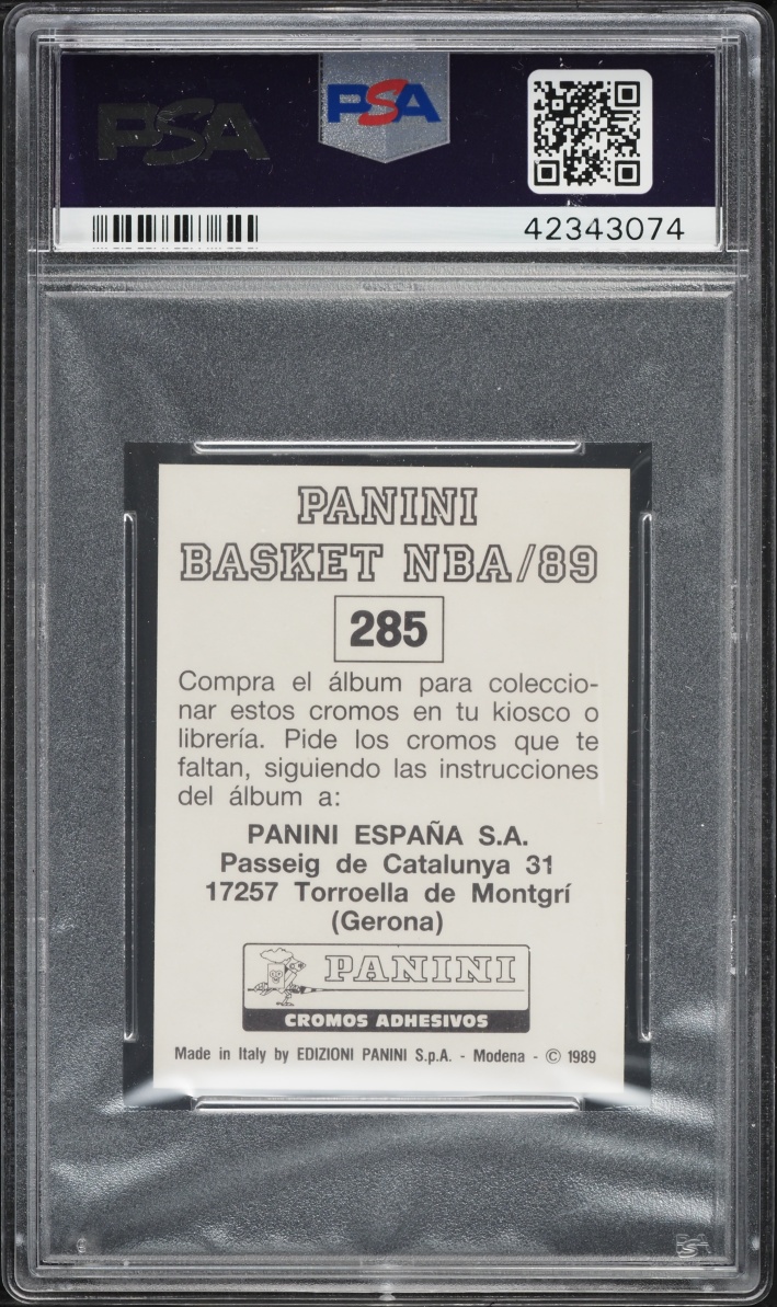 1988 Panini Spanish Sticker Michael Jordan #285 PSA 10 GEM MINT