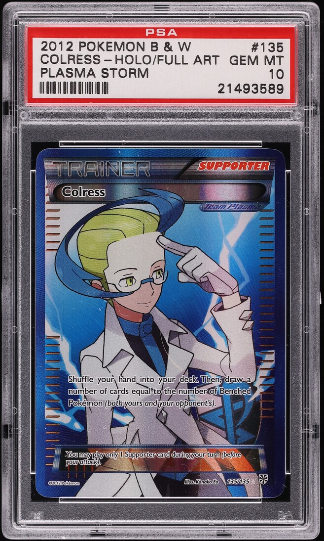 2012 Pokemon Black & White Plasma Storm Full Art Colress #135 PSA 10 GEM MINT