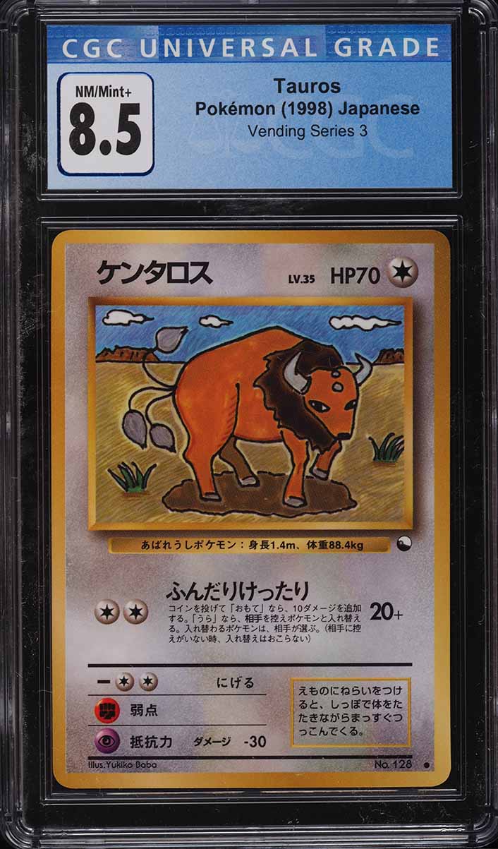 1998 Pokemon Japanese Vending Series 3 Tauros #128 CGC 8.5 NM-MT+
