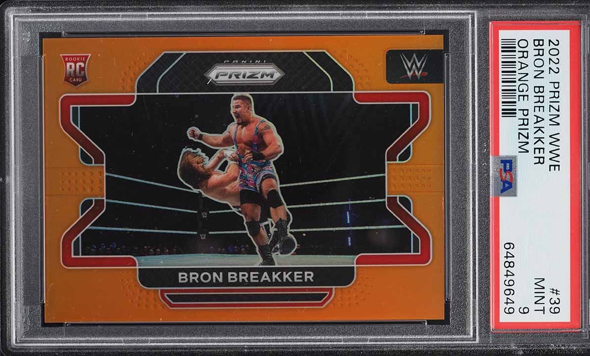 2022 Panini Prizm WWE Orange Bron Breakker ROOKIE /99 #39 PSA 9 MINT
