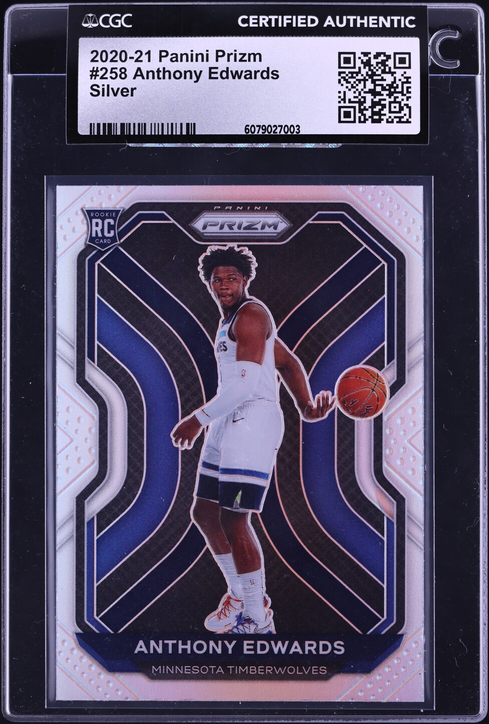 2020 Panini Prizm Silver Anthony Edwards ROOKIE #258 CGC AUTH