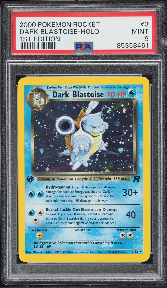 2000 Pokemon Team Rocket 1st Edition Holo Dark Blastoise #3 PSA 9 MINT