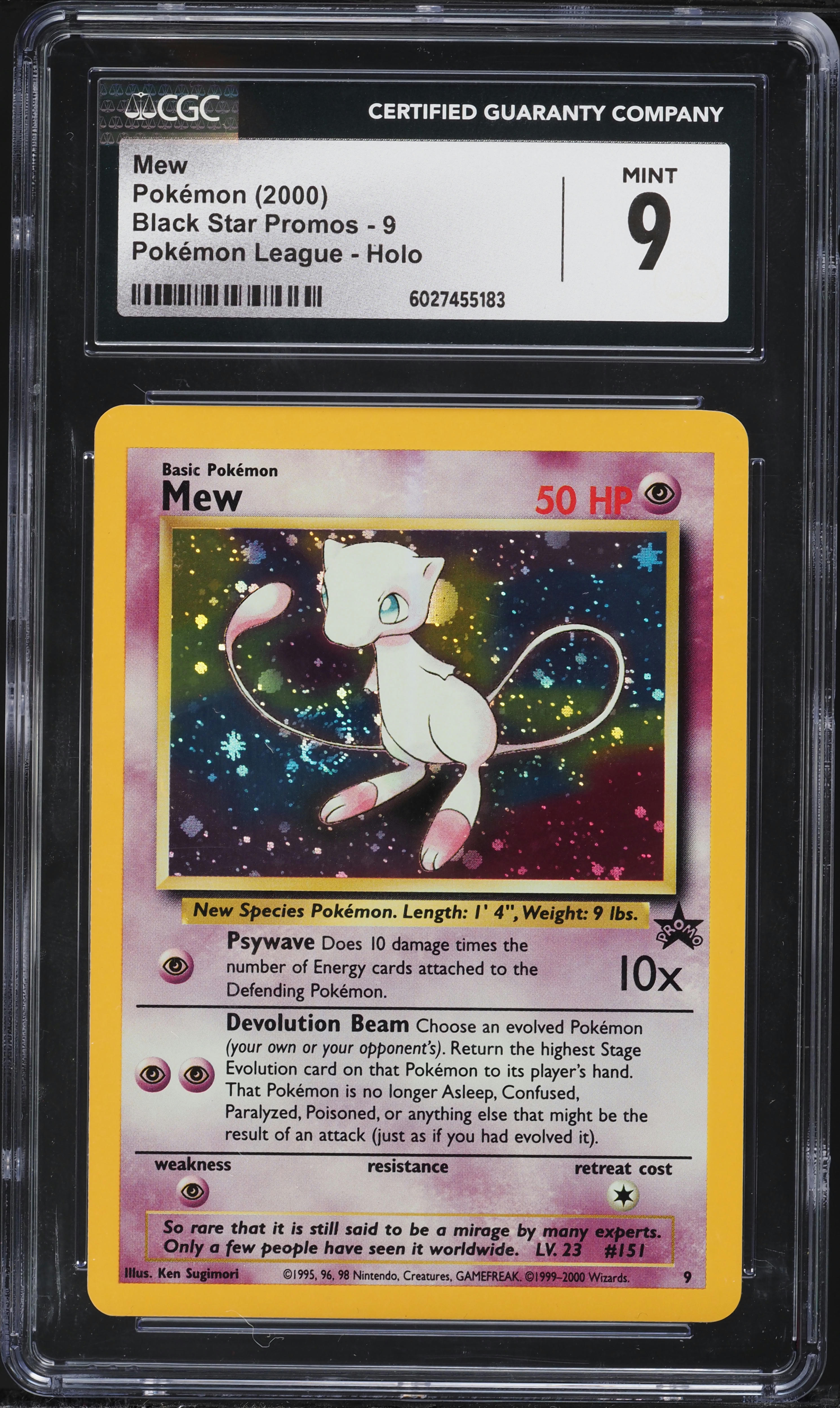 2000 Pokemon League Black Star Promo Holo Mew #9 CGC 9 MINT