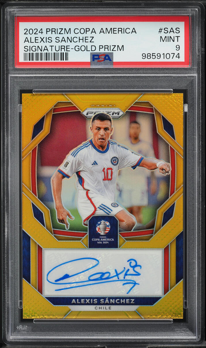 2024 Panini Prizm Copa America Gold Alexis Sanchez AUTO /5 #S-AS PSA 9 MINT
