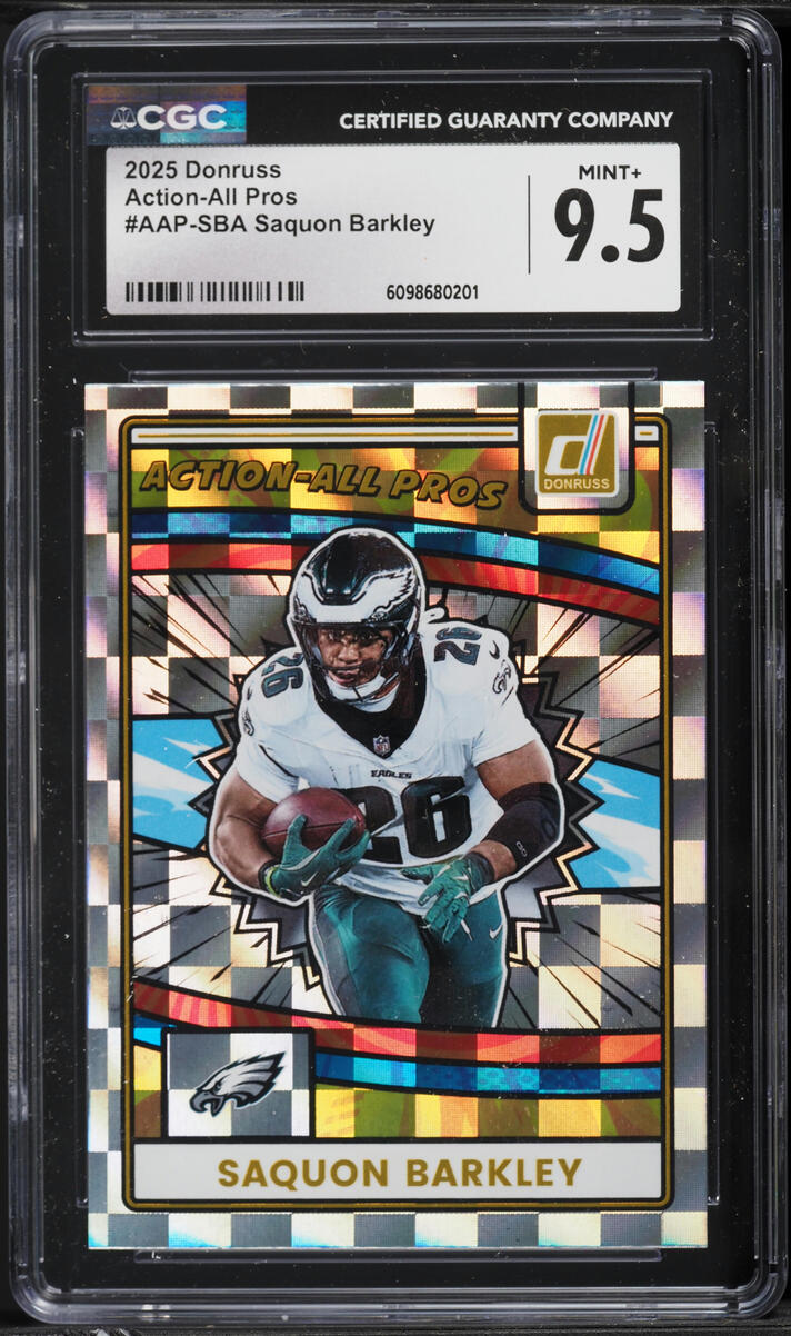 2025 Donruss Action-All Pros Saquon Barkley #AAP-SBA CGC 9.5 MINT+