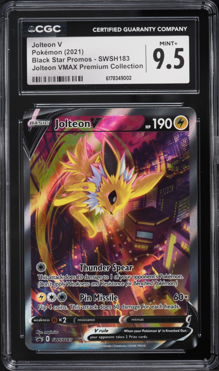 2021 Pokemon Sword & Shield Promo Premium Collection Full Art Jolteon V #SWSH183 CGC 9.5 MINT+
