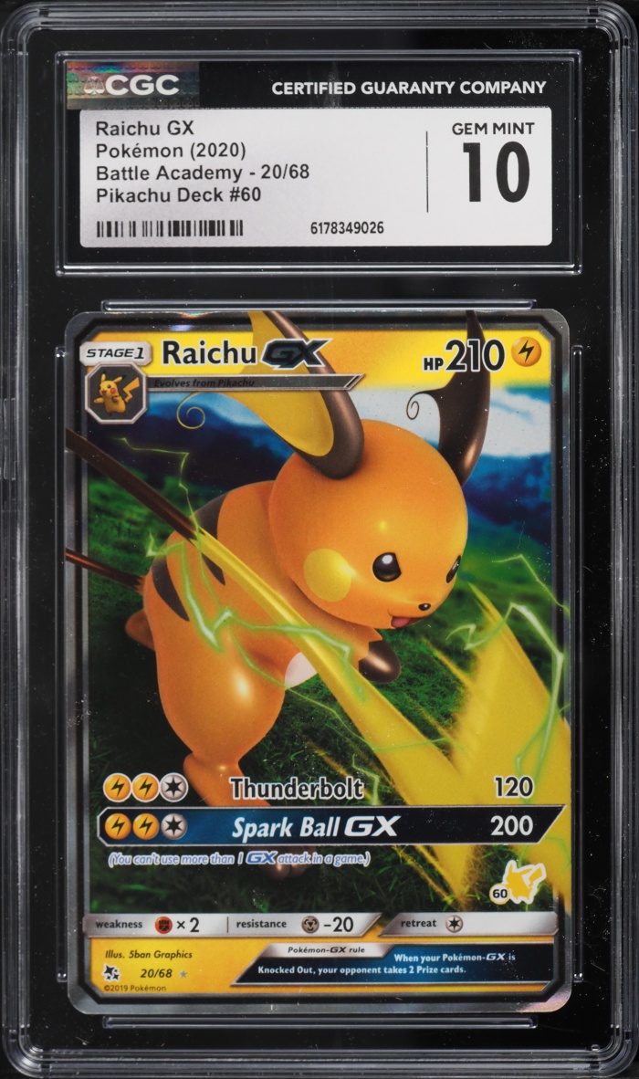 2020 Pokemon Sun & Moon Battle Academy Pikachu Deck Holo Raichu GX #20 CGC 10 GEM MINT