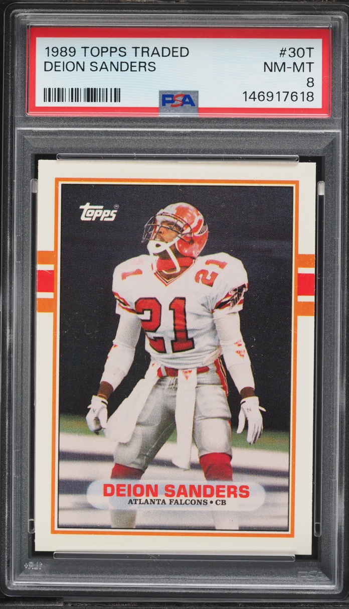 1989 Topps Traded Deion Sanders ROOKIE #30T PSA 8 NM-MT