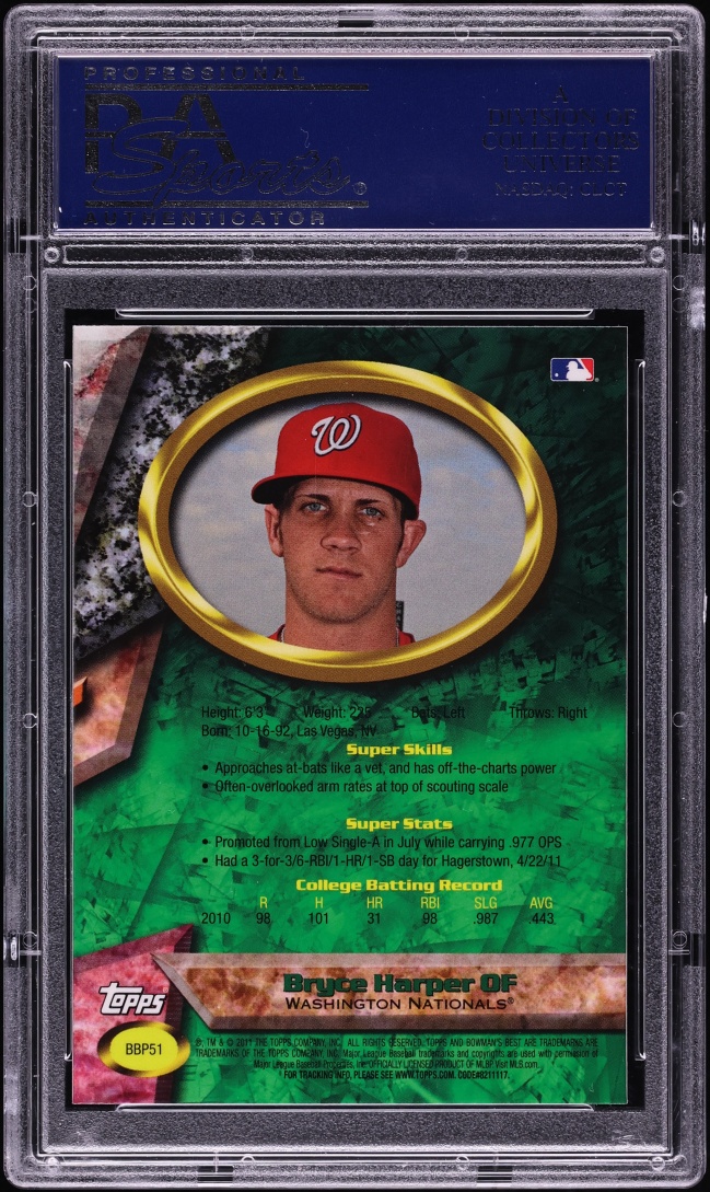 2011 Bowman's Best Bryce Harper PROSPECT #BBP51 PSA 10 GEM MINT