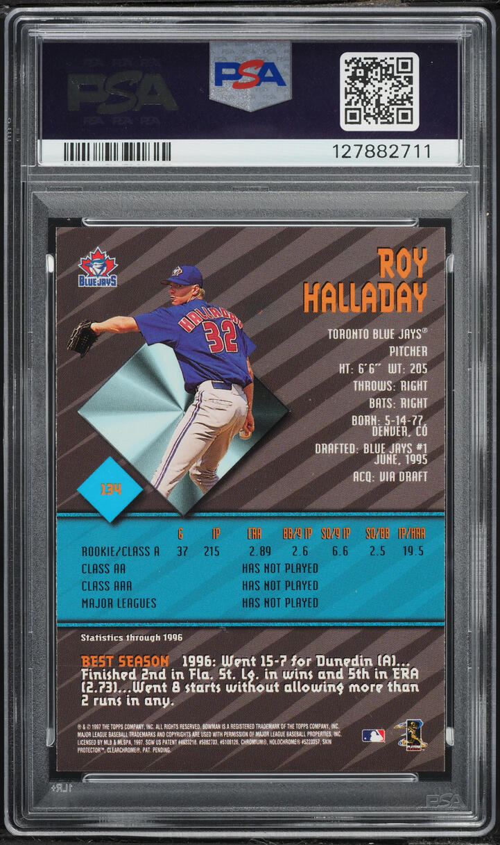 1997 Bowman's Best Roy Halladay ROOKIE #134 PSA 10 GEM MINT