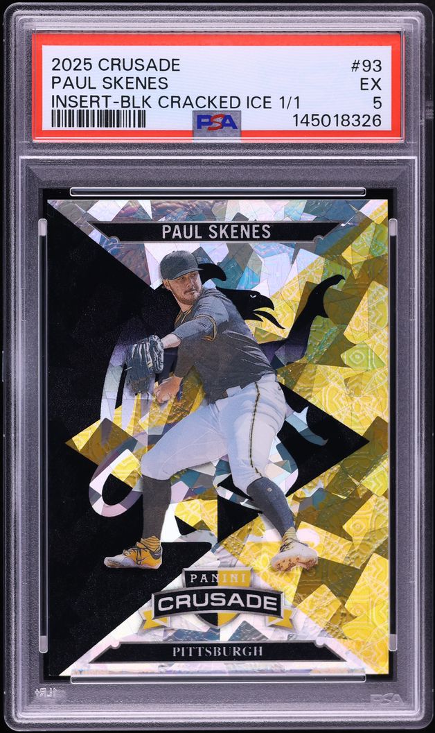2025 Panini Crusade Insert Black Cracked Ice Paul Skenes 1/1 #93 PSA 5 EX