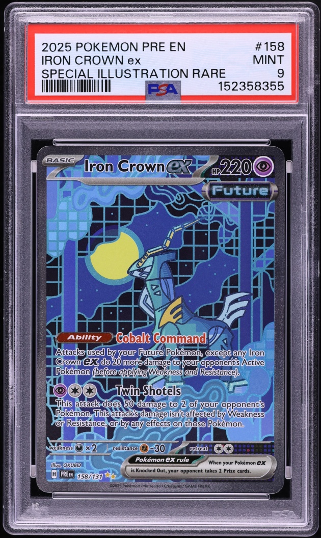 2025 Pokemon Scarlet & Violet Prismatic Evolutions SIR Iron Crown ex #158 PSA 9 MINT